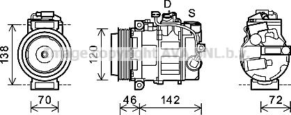 Prasco PRK074 - Компрессор кондиционера autospares.lv