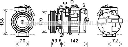 Prasco RTK494 - Компрессор кондиционера autospares.lv