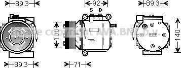 Prasco SBK053 - Компрессор кондиционера autospares.lv
