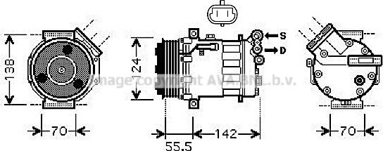 Prasco SBK069 - Компрессор кондиционера autospares.lv