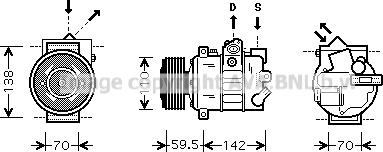 Prasco VNAK220 - Компрессор кондиционера autospares.lv