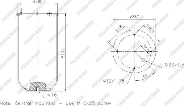 Prime-Ride 1R14-867 - Кожух пневматической рессоры autospares.lv