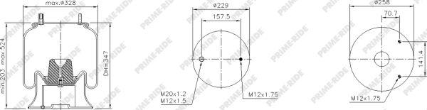 Prime-Ride 1R12-706 - Кожух пневматической рессоры autospares.lv