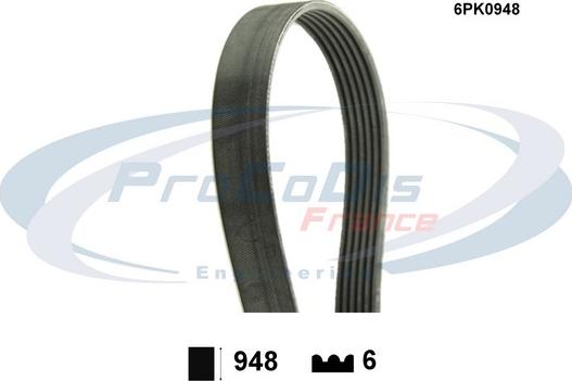 Procodis France 6PK0948 - Поликлиновой ремень autospares.lv