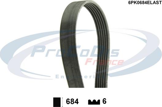 Procodis France 6PK0684ELAST - Поликлиновой ремень autospares.lv