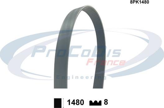 Procodis France 8PK1480 - Поликлиновой ремень autospares.lv