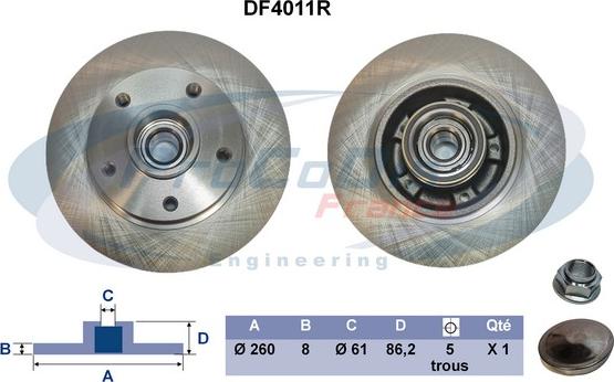 Procodis France DF4011R - Тормозной диск autospares.lv