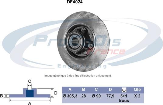 Procodis France DF4024 - Тормозной диск autospares.lv