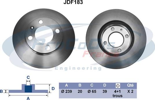 Procodis France JDF183 - Тормозной диск autospares.lv