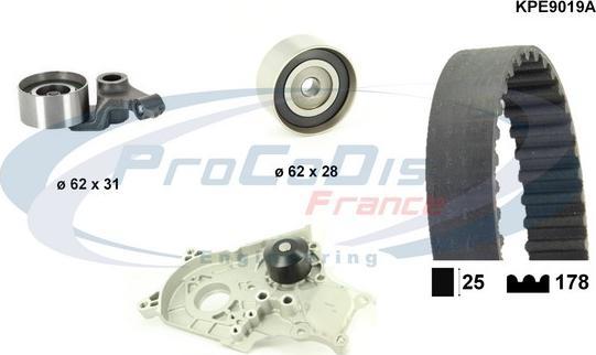 Procodis France KPE9019A - Водяной насос + комплект зубчатого ремня ГРМ autospares.lv