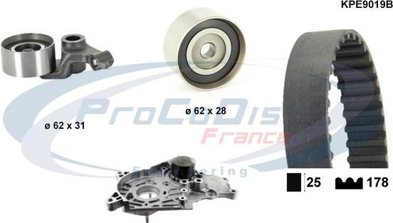 Procodis France KPE9019B - Водяной насос + комплект зубчатого ремня ГРМ autospares.lv