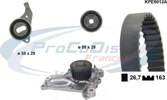 Procodis France KPE9012A - Водяной насос + комплект зубчатого ремня ГРМ autospares.lv