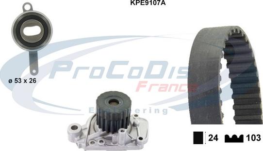 Procodis France KPE9107A - Водяной насос + комплект зубчатого ремня ГРМ autospares.lv