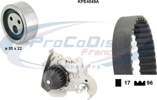 Procodis France KPE4049A - Водяной насос + комплект зубчатого ремня ГРМ autospares.lv