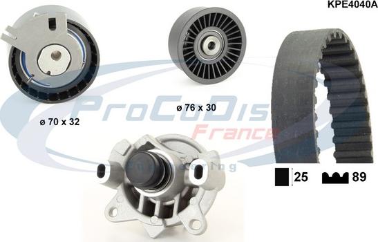 Procodis France KPE4040A - Водяной насос + комплект зубчатого ремня ГРМ autospares.lv