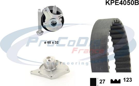 Procodis France KPE4050B - Водяной насос + комплект зубчатого ремня ГРМ autospares.lv