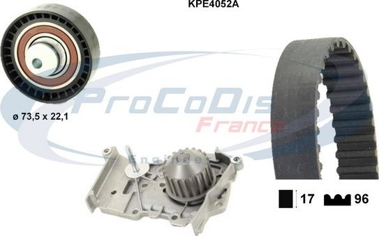 Procodis France KPE4052A - Водяной насос + комплект зубчатого ремня ГРМ autospares.lv