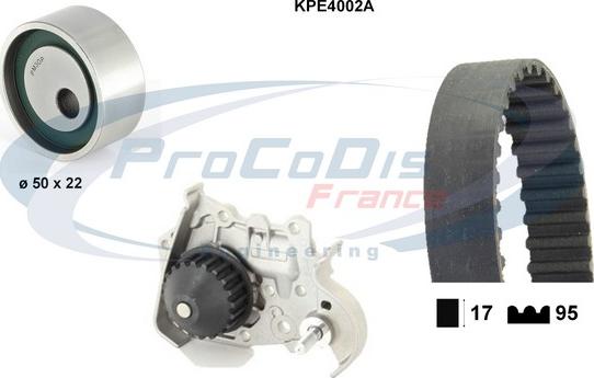 Procodis France KPE4002A - Водяной насос + комплект зубчатого ремня ГРМ autospares.lv