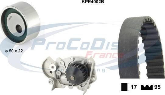 Procodis France KPE4002B - Водяной насос + комплект зубчатого ремня ГРМ autospares.lv