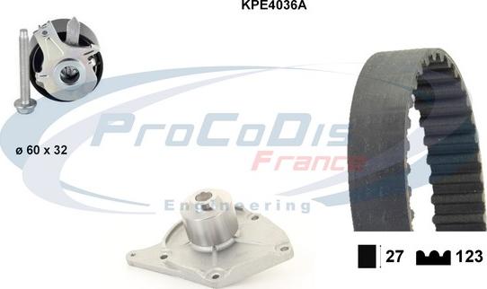 Procodis France KPE4036A - Водяной насос + комплект зубчатого ремня ГРМ autospares.lv