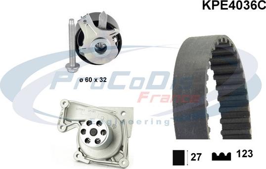 Procodis France KPE4036C - Водяной насос + комплект зубчатого ремня ГРМ autospares.lv