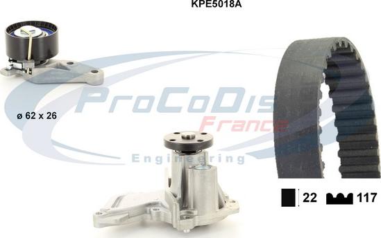 Procodis France KPE5018A - Водяной насос + комплект зубчатого ремня ГРМ autospares.lv