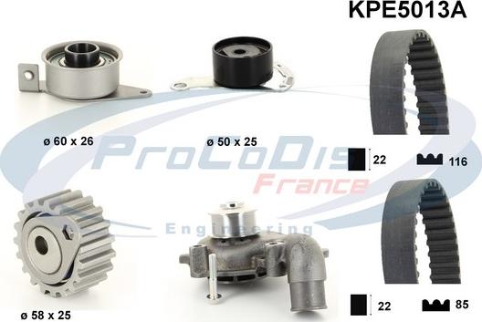 Procodis France KPE5013A - Водяной насос + комплект зубчатого ремня ГРМ autospares.lv