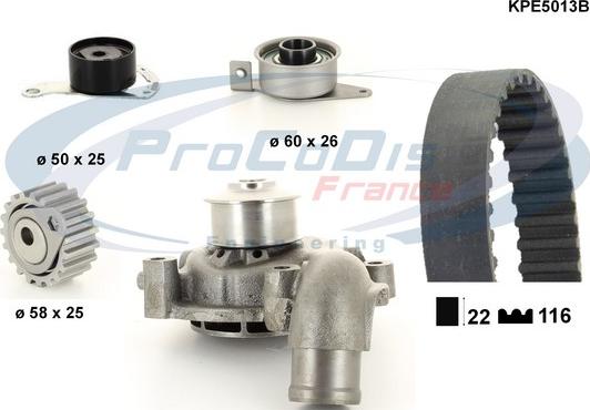 Procodis France KPE5013B - Водяной насос + комплект зубчатого ремня ГРМ autospares.lv