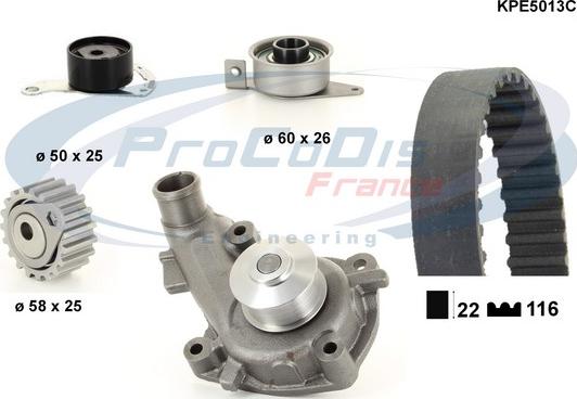 Procodis France KPE5013C - Водяной насос + комплект зубчатого ремня ГРМ autospares.lv