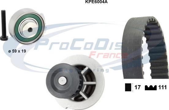 Procodis France KPE6004A - Водяной насос + комплект зубчатого ремня ГРМ autospares.lv