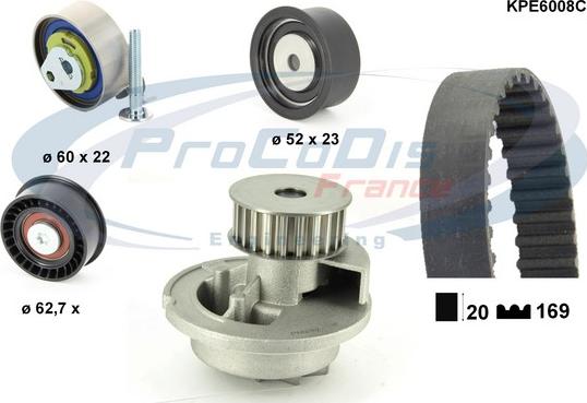 Procodis France KPE6008C - Водяной насос + комплект зубчатого ремня ГРМ autospares.lv