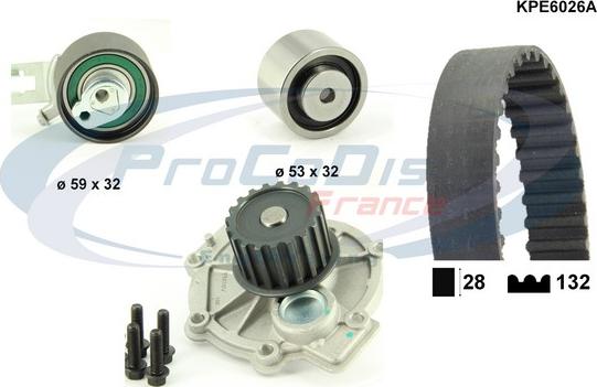 Procodis France KPE6026A - Водяной насос + комплект зубчатого ремня ГРМ autospares.lv