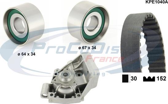 Procodis France KPE1040A - Водяной насос + комплект зубчатого ремня ГРМ autospares.lv