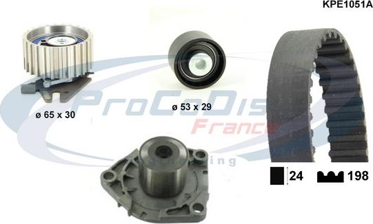 Procodis France KPE1051A - Водяной насос + комплект зубчатого ремня ГРМ autospares.lv