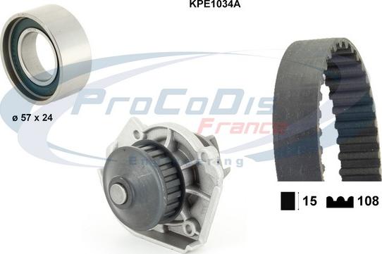 Procodis France KPE1034A - Водяной насос + комплект зубчатого ремня ГРМ autospares.lv