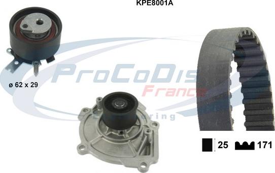 Procodis France KPE8001A - Водяной насос + комплект зубчатого ремня ГРМ autospares.lv