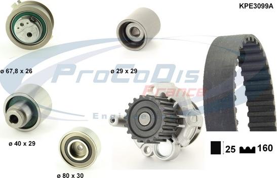 Procodis France KPE3099A - Водяной насос + комплект зубчатого ремня ГРМ autospares.lv