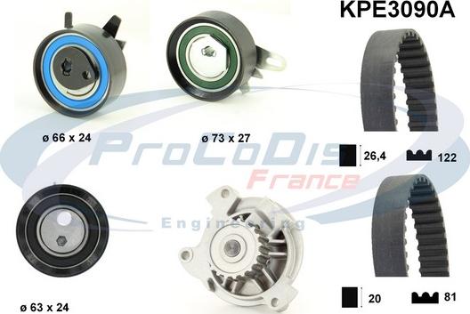 Procodis France KPE3090A - Водяной насос + комплект зубчатого ремня ГРМ autospares.lv