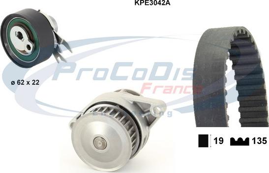 Procodis France KPE3042A - Водяной насос + комплект зубчатого ремня ГРМ autospares.lv