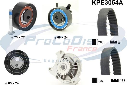 Procodis France KPE3054A - Водяной насос + комплект зубчатого ремня ГРМ autospares.lv