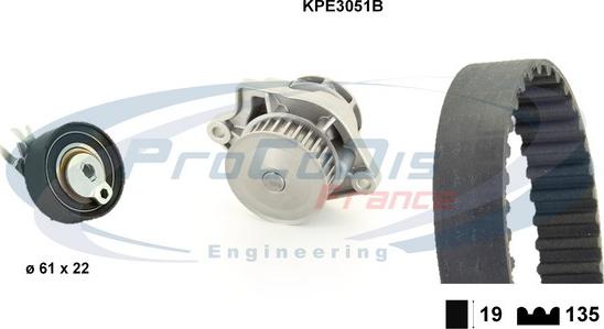 Procodis France KPE3051B - Водяной насос + комплект зубчатого ремня ГРМ autospares.lv