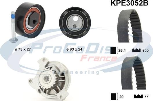 Procodis France KPE3052B - Водяной насос + комплект зубчатого ремня ГРМ autospares.lv