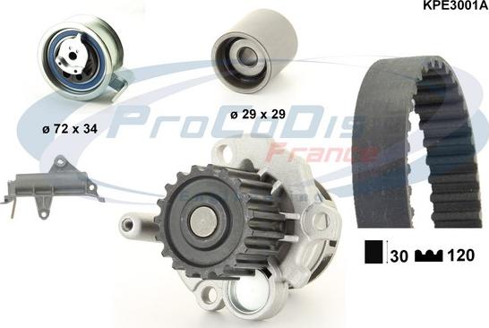 Procodis France KPE3001A - Водяной насос + комплект зубчатого ремня ГРМ autospares.lv