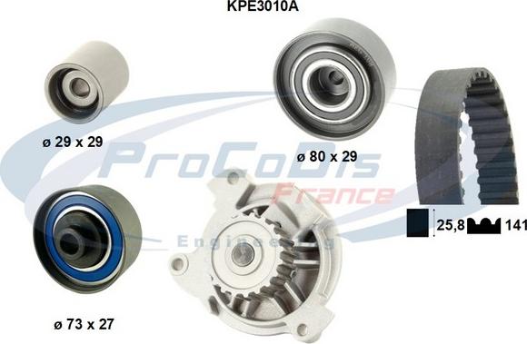 Procodis France KPE3010A - Водяной насос + комплект зубчатого ремня ГРМ autospares.lv