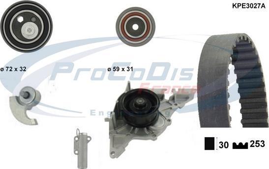 Procodis France KPE3027A - Водяной насос + комплект зубчатого ремня ГРМ autospares.lv