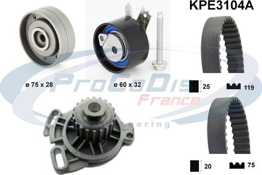 Procodis France KPE3104A - Водяной насос + комплект зубчатого ремня ГРМ autospares.lv