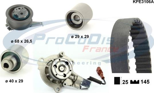 Procodis France KPE3106A - Водяной насос + комплект зубчатого ремня ГРМ autospares.lv