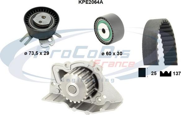 Procodis France KPE2064A - Водяной насос + комплект зубчатого ремня ГРМ autospares.lv