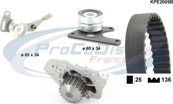 Procodis France KPE2009B - Водяной насос + комплект зубчатого ремня ГРМ autospares.lv