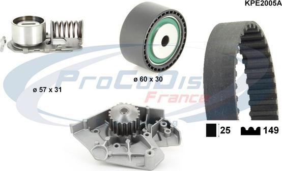 Procodis France KPE2005A - Водяной насос + комплект зубчатого ремня ГРМ autospares.lv